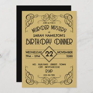 Victorian Framed Era, Murder Mystery Birthday Invitation