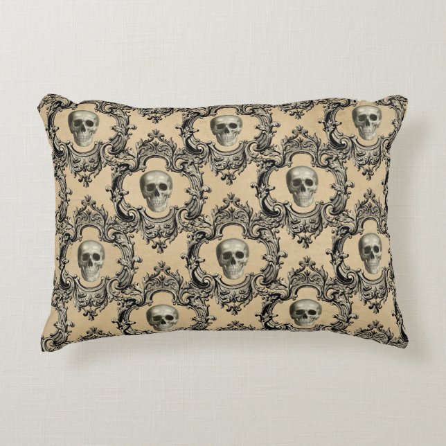 Victorian Framework Skulls Goth Skeleton Gothic Decorative Cushion (Front)