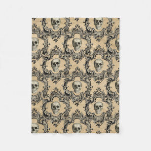 Victorian Framework Skulls Goth Skeleton Gothic Fleece Blanket