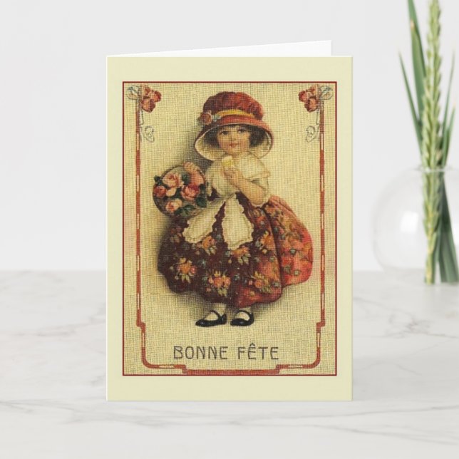 Victorian French Bonne Fête Birthday Card (Front)