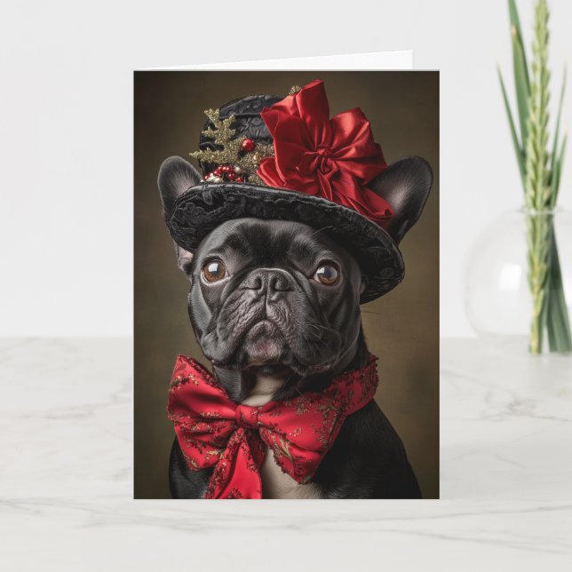 Victorian French Bulldog Christmas Holiday Card (Front)