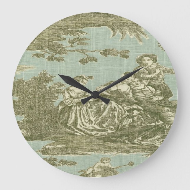 Victorian French Country Toile Print Clock (Front)