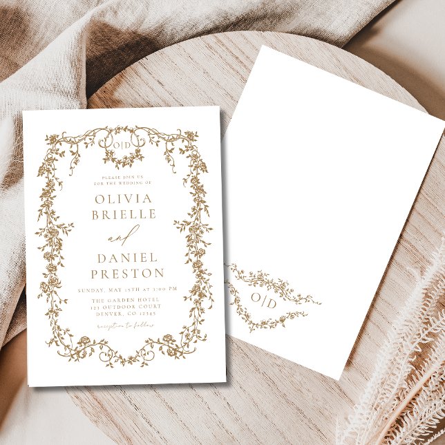 Victorian French Gold Wedding Monogram Invitation (Creator Uploaded)