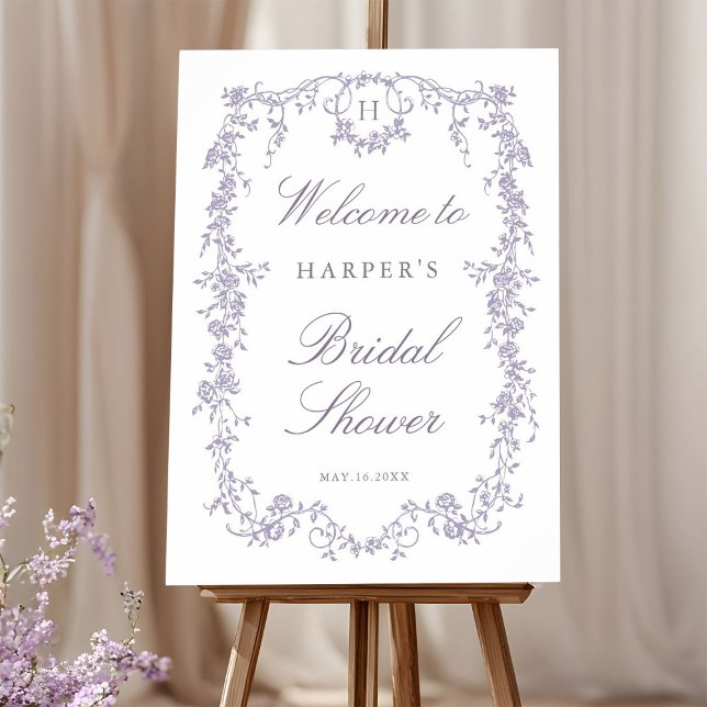 Victorian French Lavender Bridal Shower Welcome Poster (Creator Uploaded)