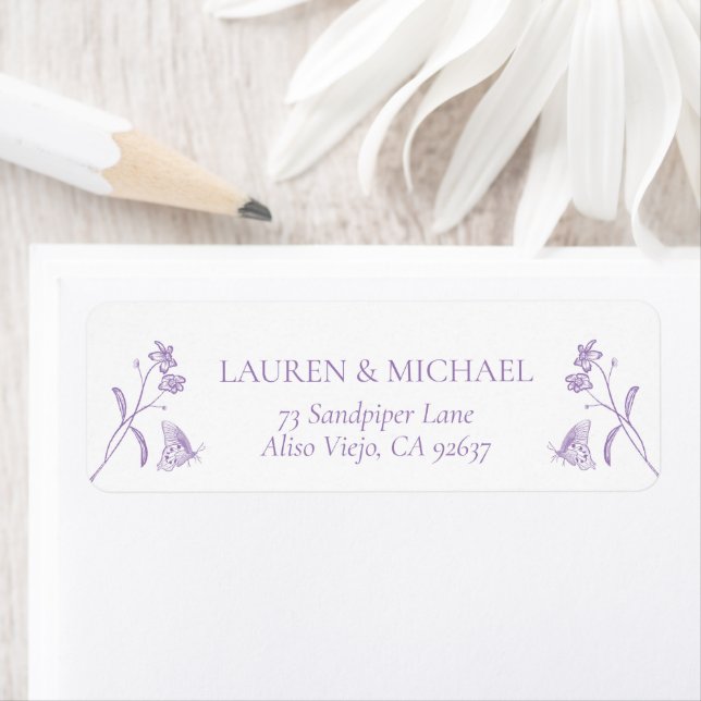 Victorian French Lavender Shower Return Address Label (Insitu)