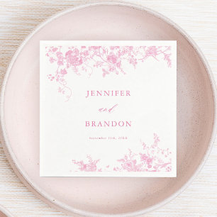 Victorian French Pink Floral Wedding Napkins