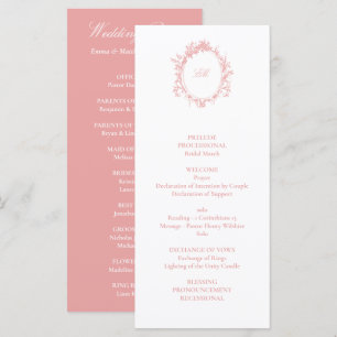 Victorian French Pink Toile Wedding Program