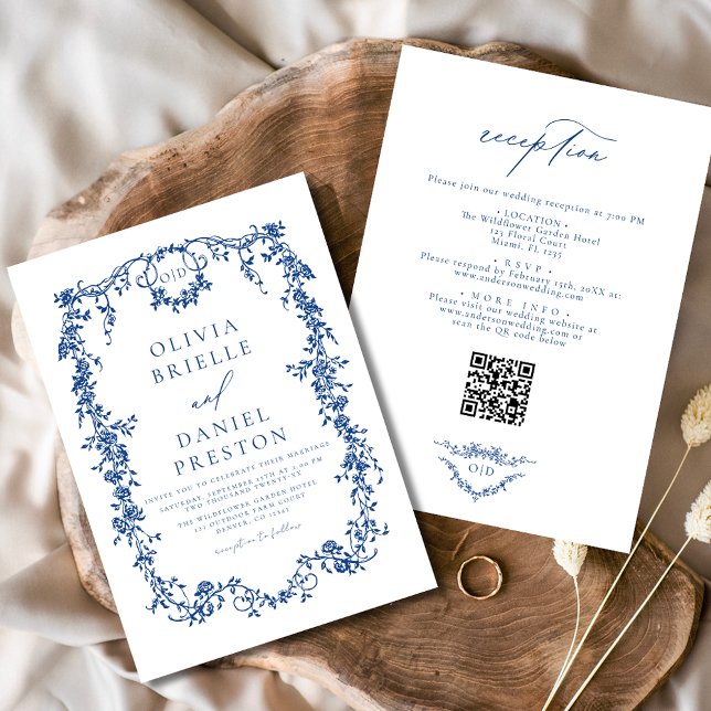 Victorian French QR Code All In One Wedding Invitation (Creator Uploaded)