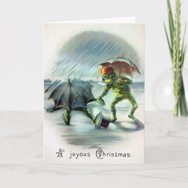 Victorian Frog Fall Christmas Card (Front)