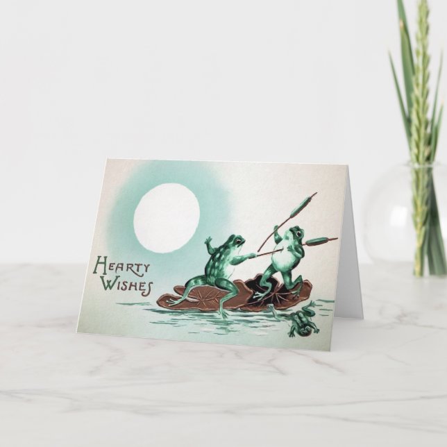 Victorian Frog Fight Christmas Card (Front)