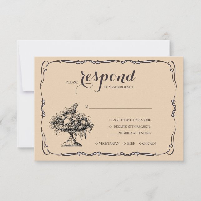 Victorian Fruit Bowl RSVP Cards (Front)