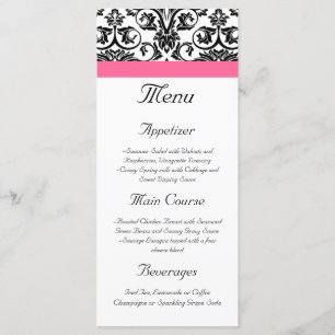 Victorian Fuchsia Pink and White Damask Menu