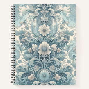 Victorian Garden in Blue Vintage Floral Baroque Notebook
