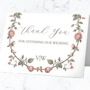Victorian Garden Sage Green Wedding Thank You Card