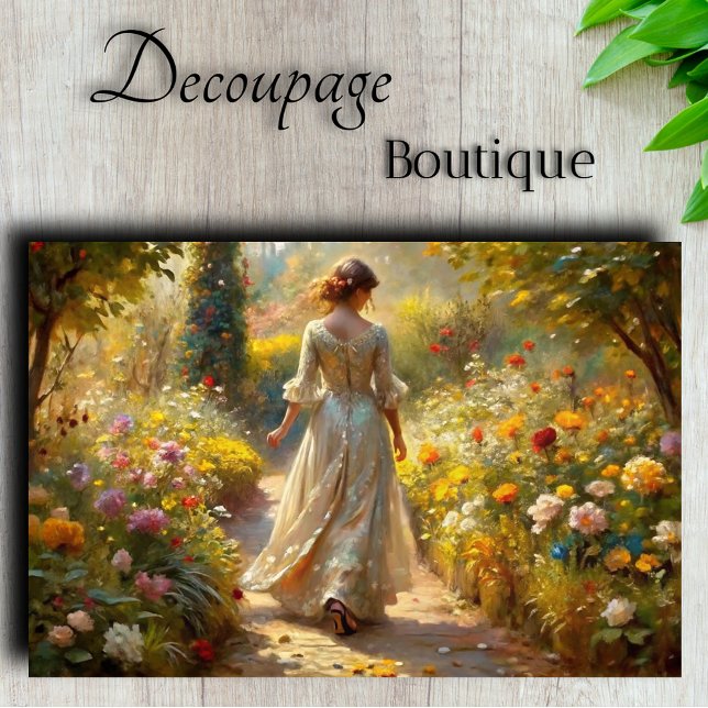 Victorian Garden Stroll - Golden Light Decoupage Tissue Paper (Victorian Garden Stroll - Golden Light Decoupage Tissue Paper)