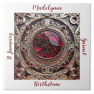 Victorian Garnet January Birthstone Ceramic Tile