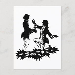 Victorian Gay Man proposing to Lover silhouette   Postcard