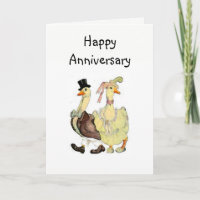 Victorian Geese Happy Anniversary Greeting Card