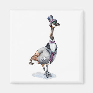 Victorian Gentleman Goose in a Top Hat Magnet