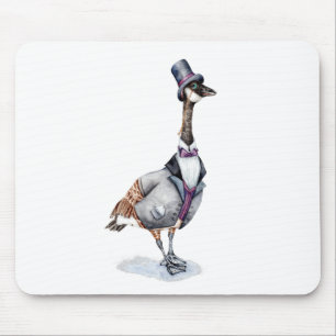 Victorian Gentleman Goose in a Top Hat Mouse Pad