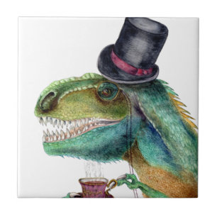 Victorian Gentleman Tyrannosaurus Rex Ceramic Tile