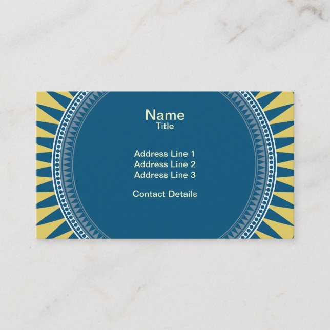 VIctorian Geometric Pattern - Blue and Yellow Business Card (Front)