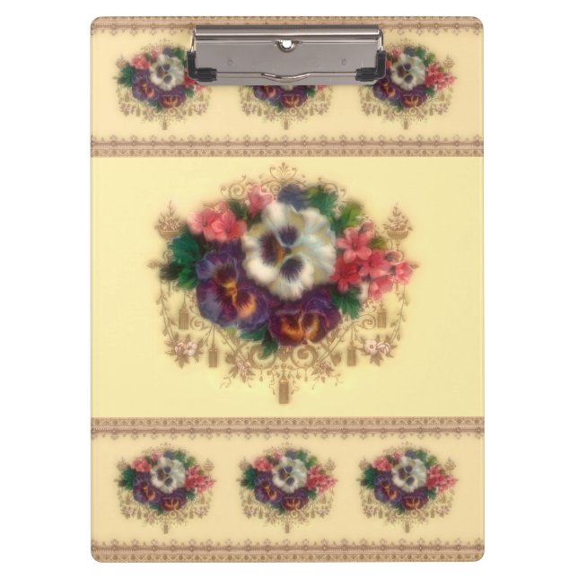 Victorian "Gilded Pansies" Clipboard (Front)