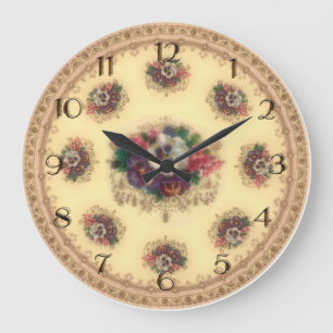 Victorian "Gilded Pansies" Wall Clock