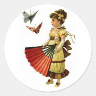 victorian girl holding fan sticker