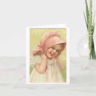Victorian girl in a pink bonnet card