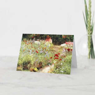 Victorian Girl in the Flower Garden Card