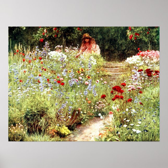 Victorian Girl in the Flower Garden Poster (Front)