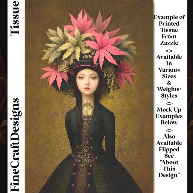 Victorian Girl, Large Floral Hat DK5L Decoupage Tissue Paper (Creator Uploaded)