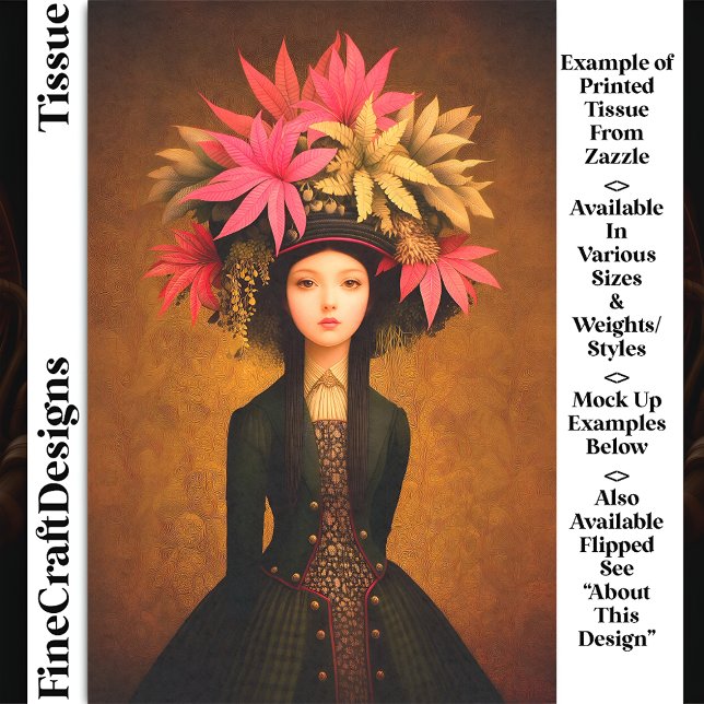 Victorian Girl, Large Floral Hat DK5RF Decoupage Tissue Paper (Creator Uploaded)