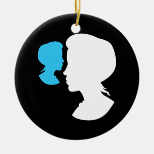 Victorian Girl Silhouette Cameo Ceramic Ornament