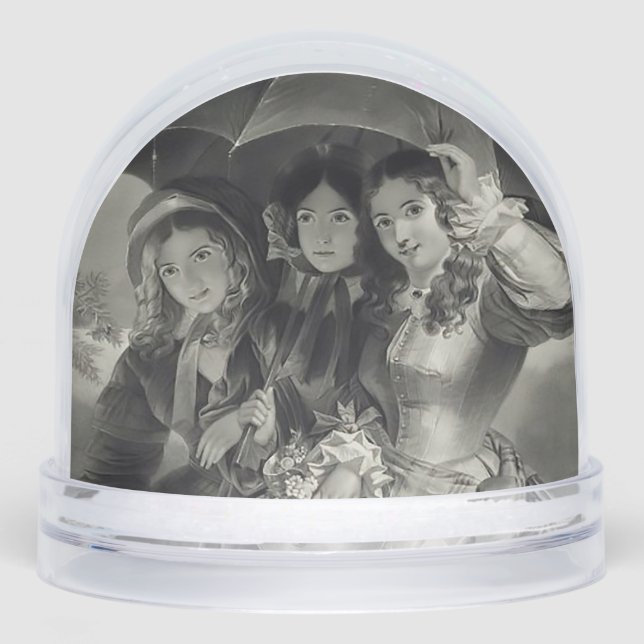 Victorian girl umbrella rainy day victorian lady snowglobe (Front)
