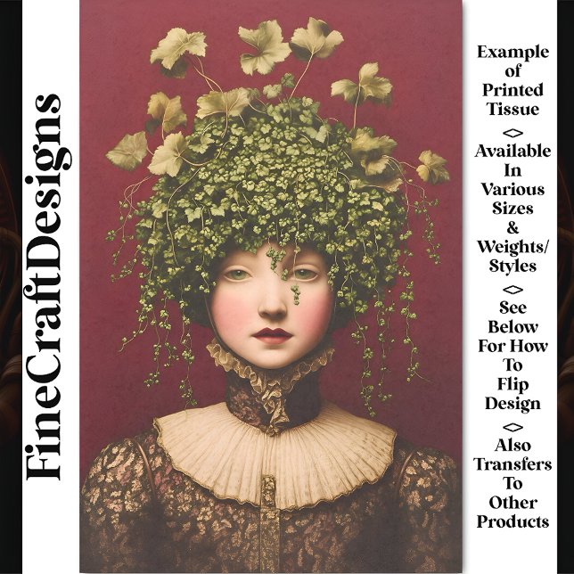 Victorian Girl, Velvet Dress, Vines BE6 Decoupage Tissue Paper (Creator Uploaded)