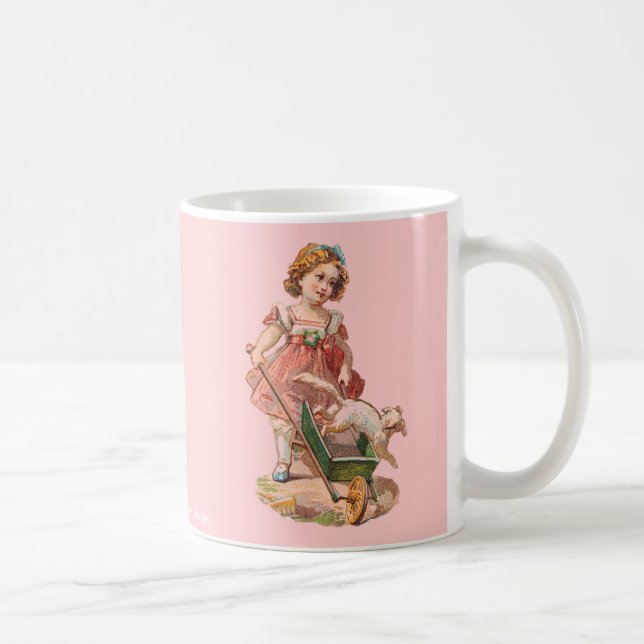 VICTORIAN GIRL WITH DOG DRINKING CUPS (Right)
