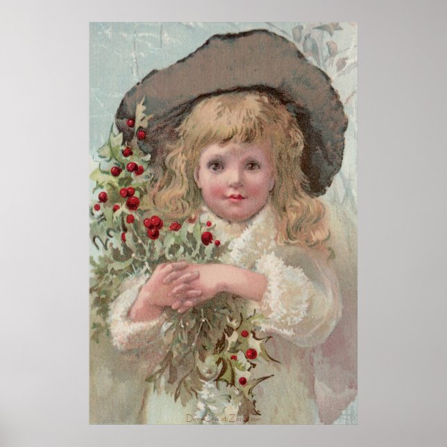 Victorian Girl with Holly Poster (Front)