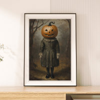 Victorian Girl With Pumpkin Head Halloween Wall