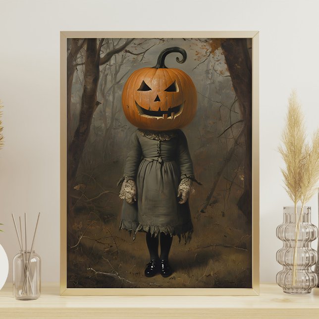 Victorian Girl With Pumpkin Head Halloween Wall Poster (Creator Uploaded)