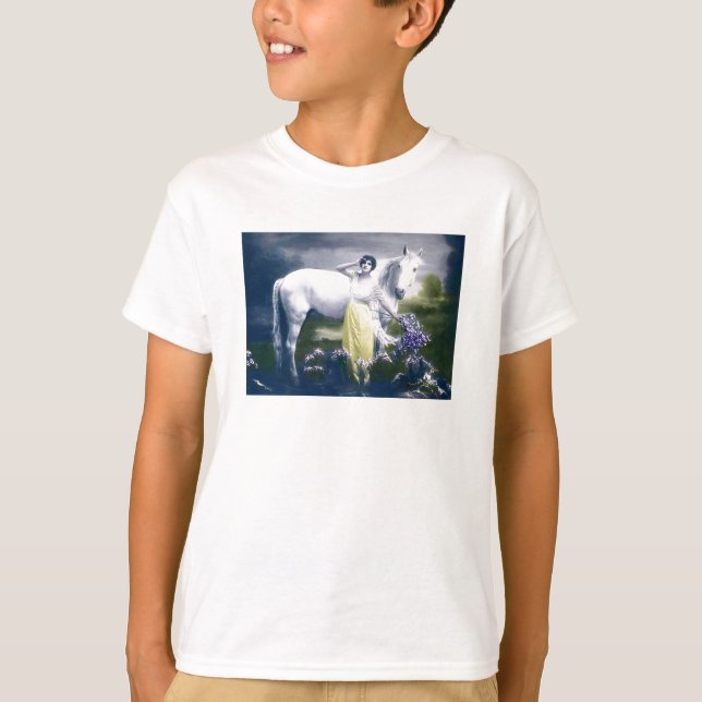 victorian girl with white horse T-Shirt (Front)