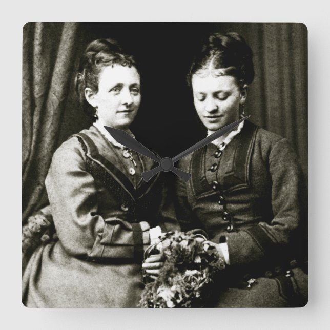 Victorian Girlfriends Square Wall Clock (Front)
