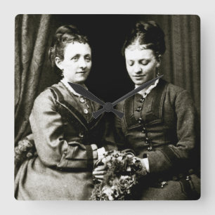 Victorian Girlfriends Square Wall Clock