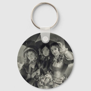 Victorian girls umbrella rainy day victorian lady key ring
