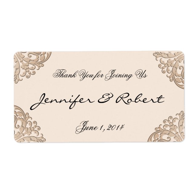 Victorian Gold Filigree Water Bottle Label (Front)