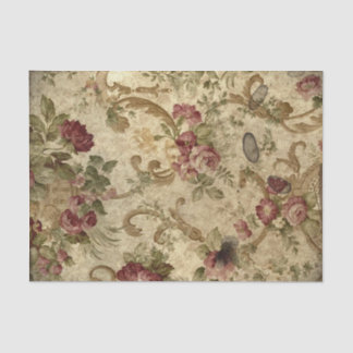 Victorian Gold Scrolls and Red Roses  Tissue Paper