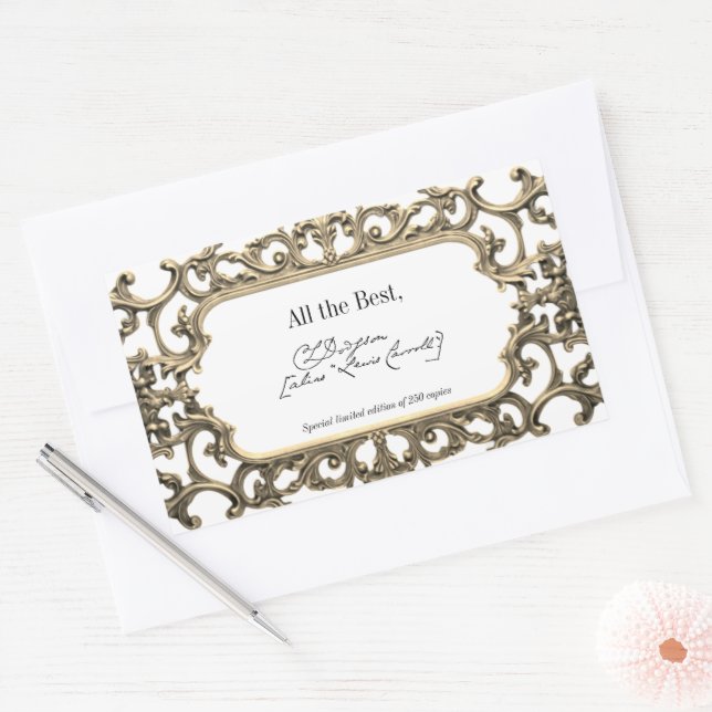 Victorian Gold Signature Author BookPlate Template Rectangular Sticker (Envelope)