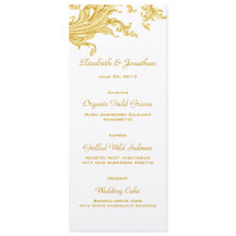 Victorian Gold Sweep Wedding Menu Card