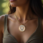 Victorian, golden heart with flowers and saying gold plated necklace<br><div class="desc">This beautiful necklace features a Victorian golden heart decorated with delicate flowers in pink and blue on a romantic background in soft pastel colours. Perfect for Valentine's Day,  birthdays and more! Custom text.</div>